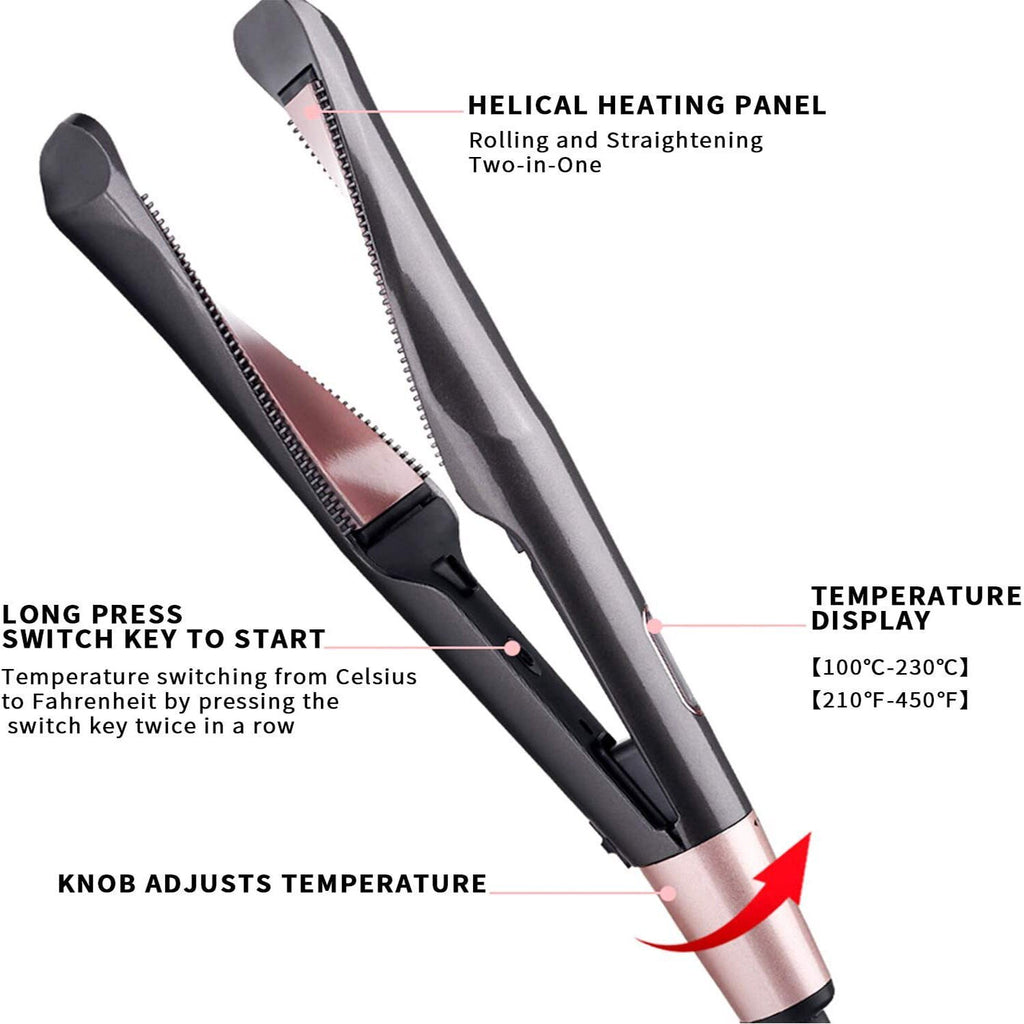 2 In 1 Hair Straightener And Curler Iron Tourmaline Ceramic Twisted Flat Iron With LCD Display