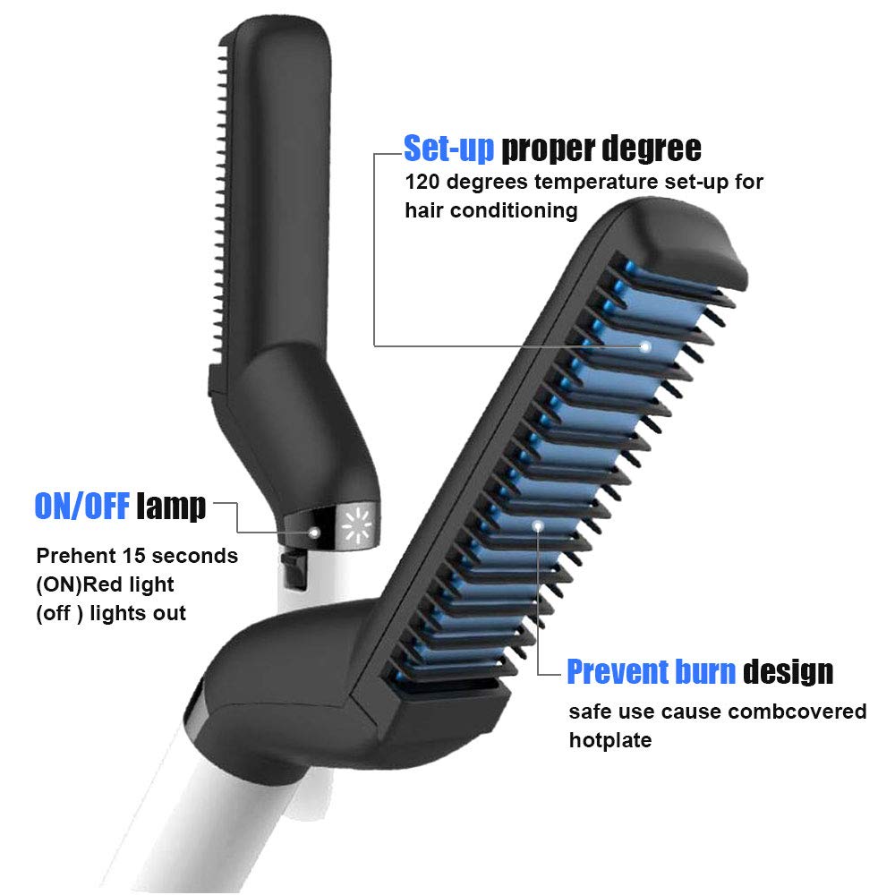 Quick Hair Straightener Brush For Men Multifunctional Styler Comb Mini Electric Hair Tool