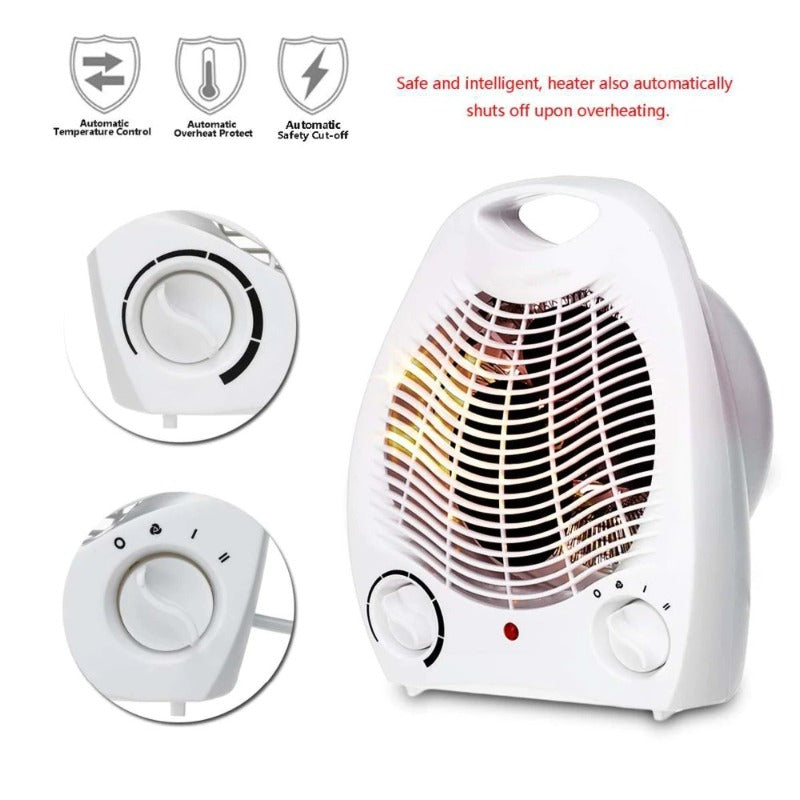 2000W Portable Lightweight Electric Fan Heater With Overheat Protection And Adjustable Thermostat Control
