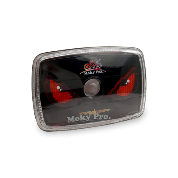 Moky Pro Square LED Motorcycle Headlight – White/Yellow Beam & Red Eye DRL