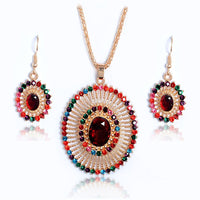 Vintage Gold-Plated Multi-Color Crystal Jewelry Set