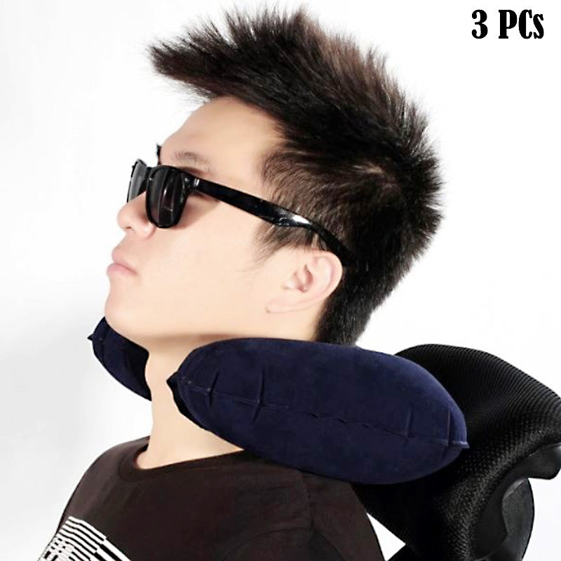 Pack of 3 Inflatable U-Shape Travel Neck Pillows