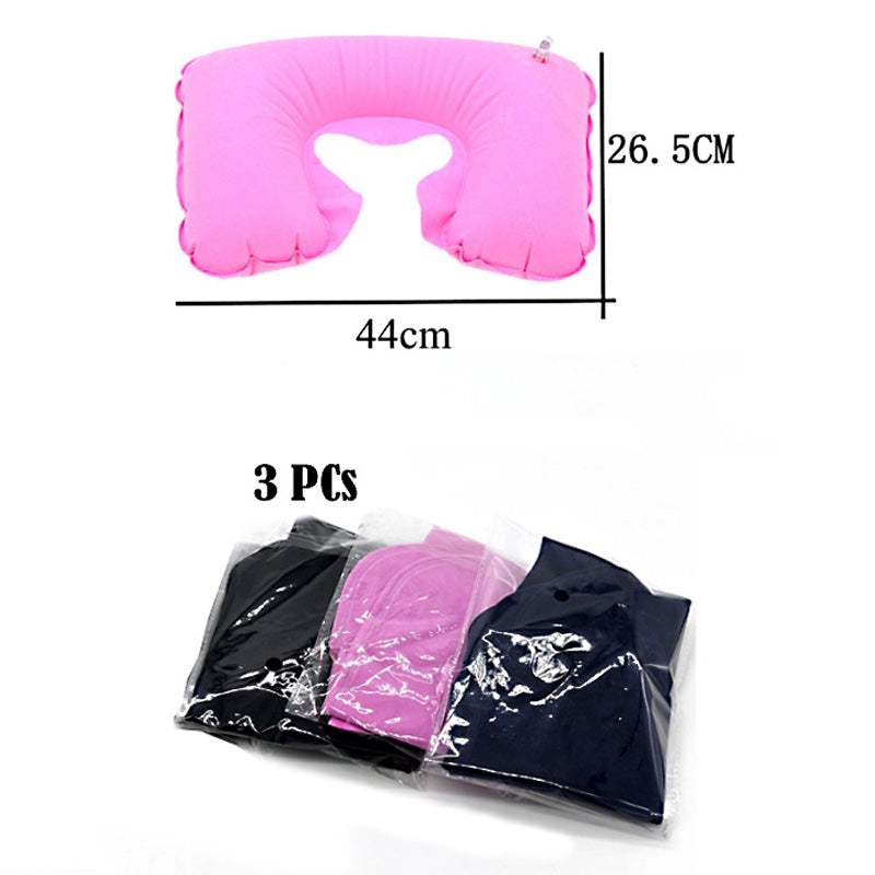 Pack of 3 Inflatable U-Shape Travel Neck Pillows
