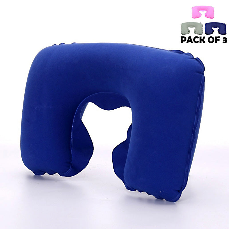 Pack of 3 Inflatable U-Shape Travel Neck Pillows