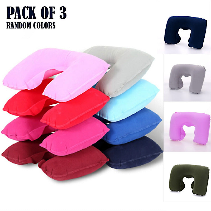 Pack of 3 Inflatable U-Shape Travel Neck Pillows
