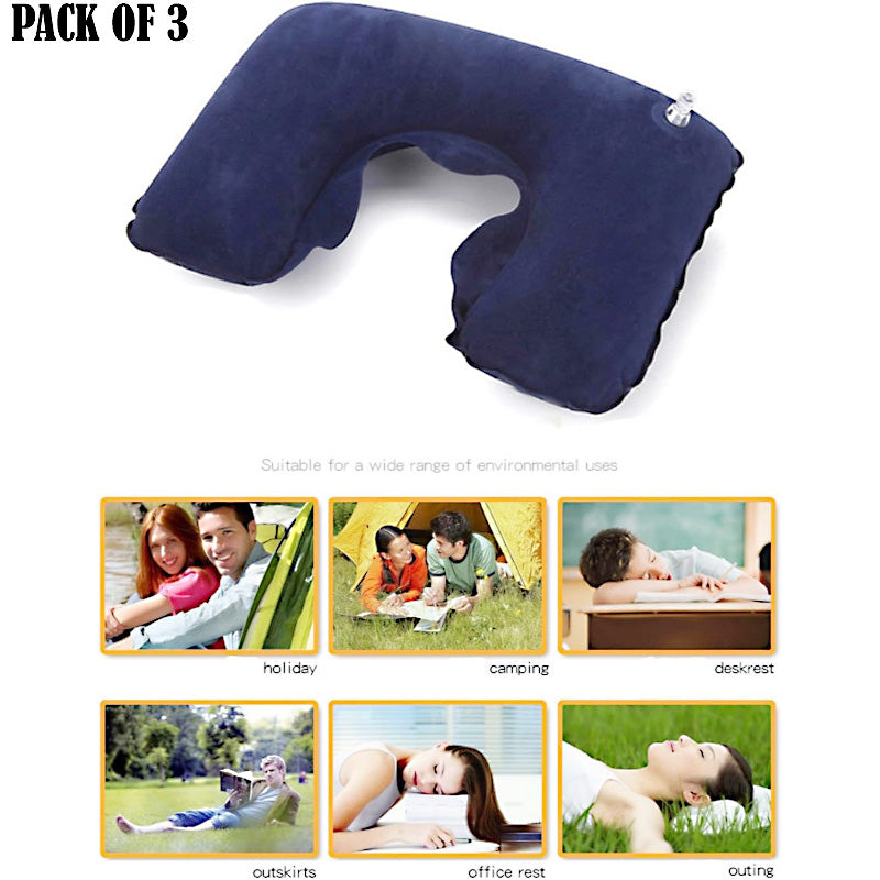 Pack of 3 Inflatable U-Shape Travel Neck Pillows