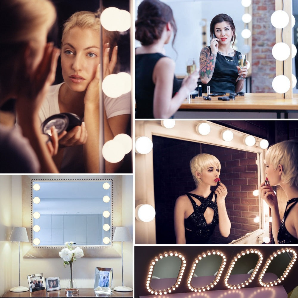 LED Hollywood Makeup Mirror Light – 10 Bulb Dimmable Touch Control