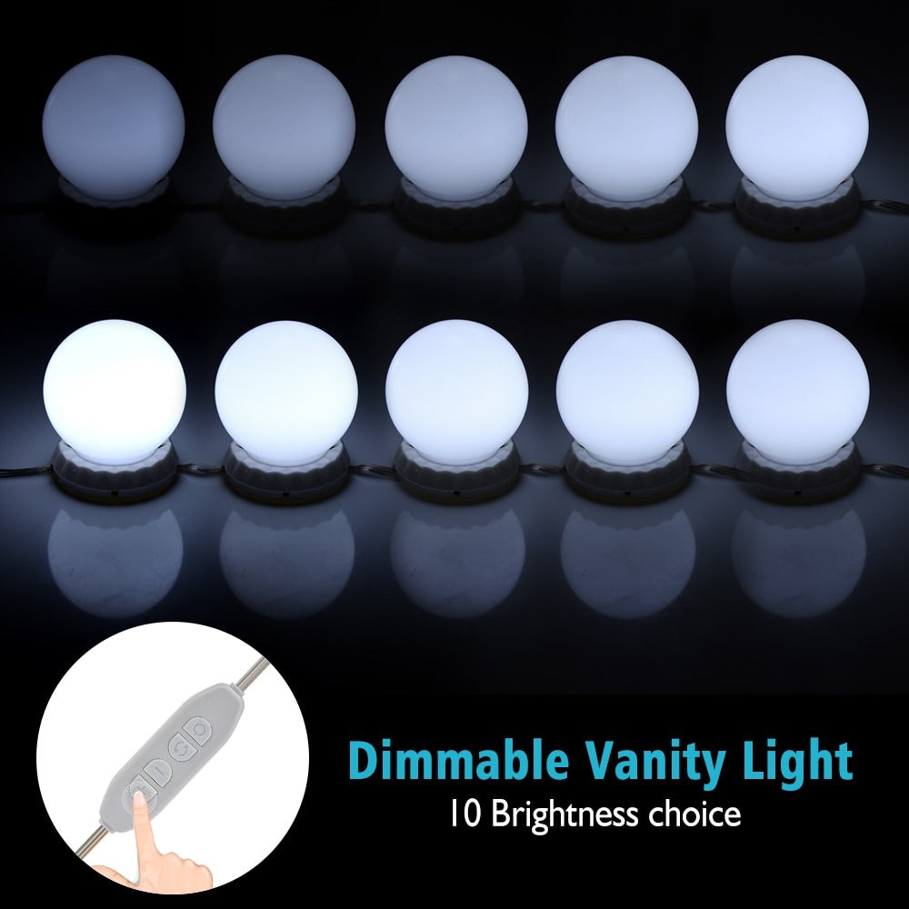 LED Hollywood Makeup Mirror Light – 10 Bulb Dimmable Touch Control