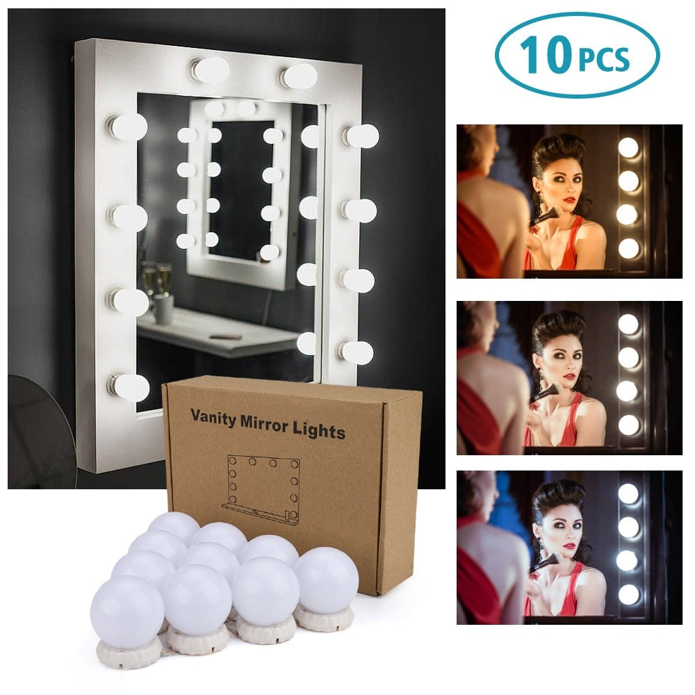 LED Hollywood Makeup Mirror Light – 10 Bulb Dimmable Touch Control