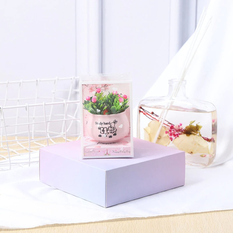 Simulation Green Rose Bonsai Potted Plant Decor