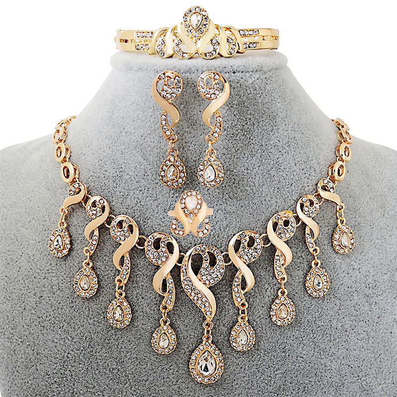 Elegant African Gold-Plated CZ Bridal Jewelry Set