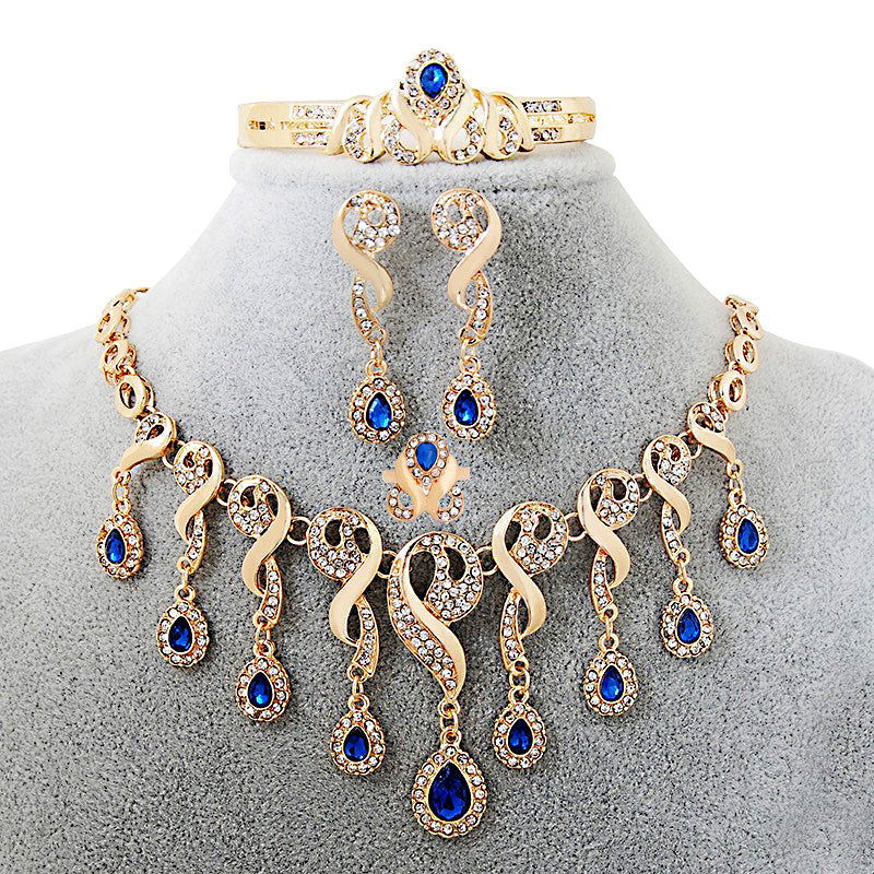 Elegant African Gold-Plated CZ Bridal Jewelry Set